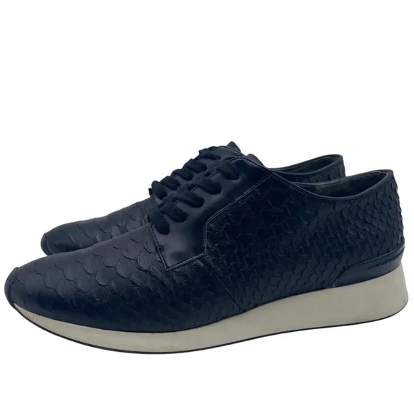 Vince Womens Shoes Rayner Sneakers 7.5 Black Leather Low Top Textured Designer - Picture 10 of 10